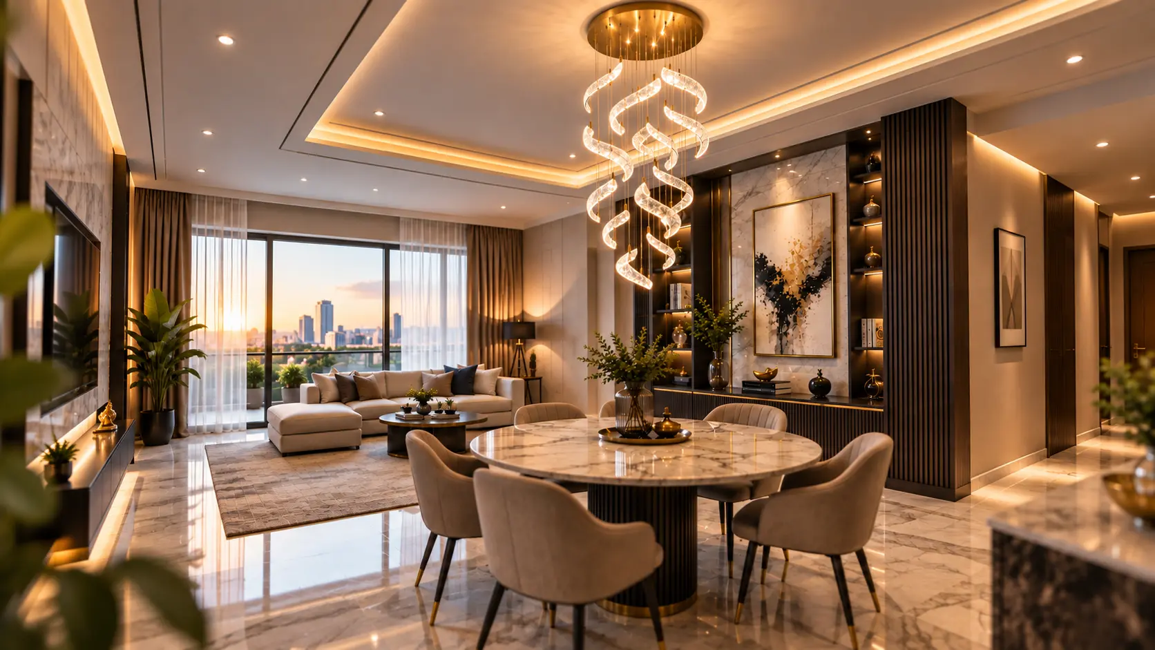 Premium open-plan living and dining interior