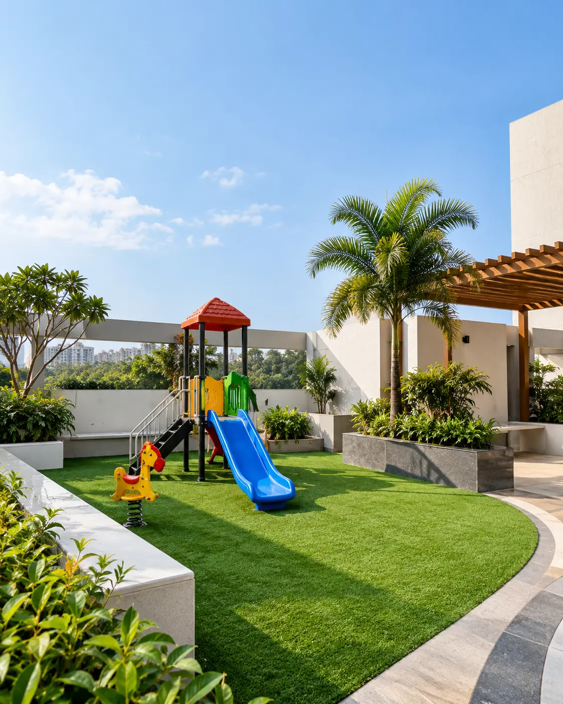 Children's rooftop play area at Dwarika Nagari